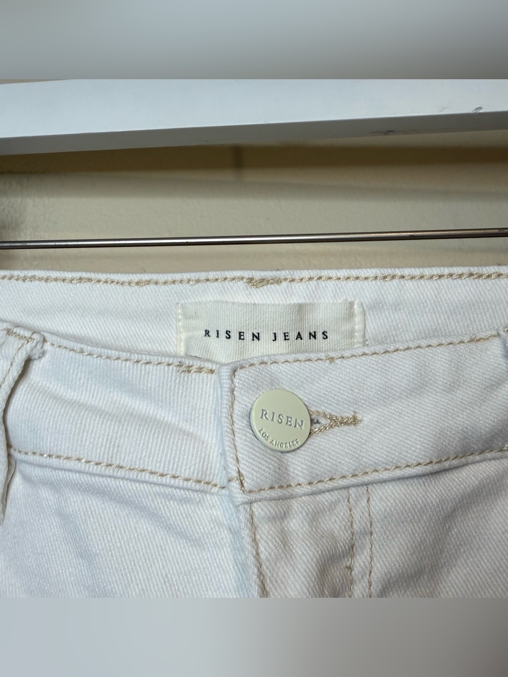 Risen Jeans Barrel wide leg jeans tummy control in Ivory white size 5 / 27 - Picture 5 of 11